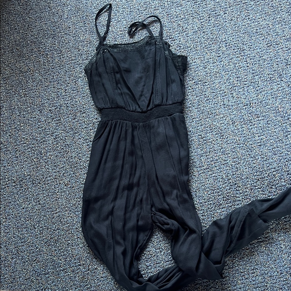 Abercrombie & Fitch Black Lace-Trim Jumpsuit